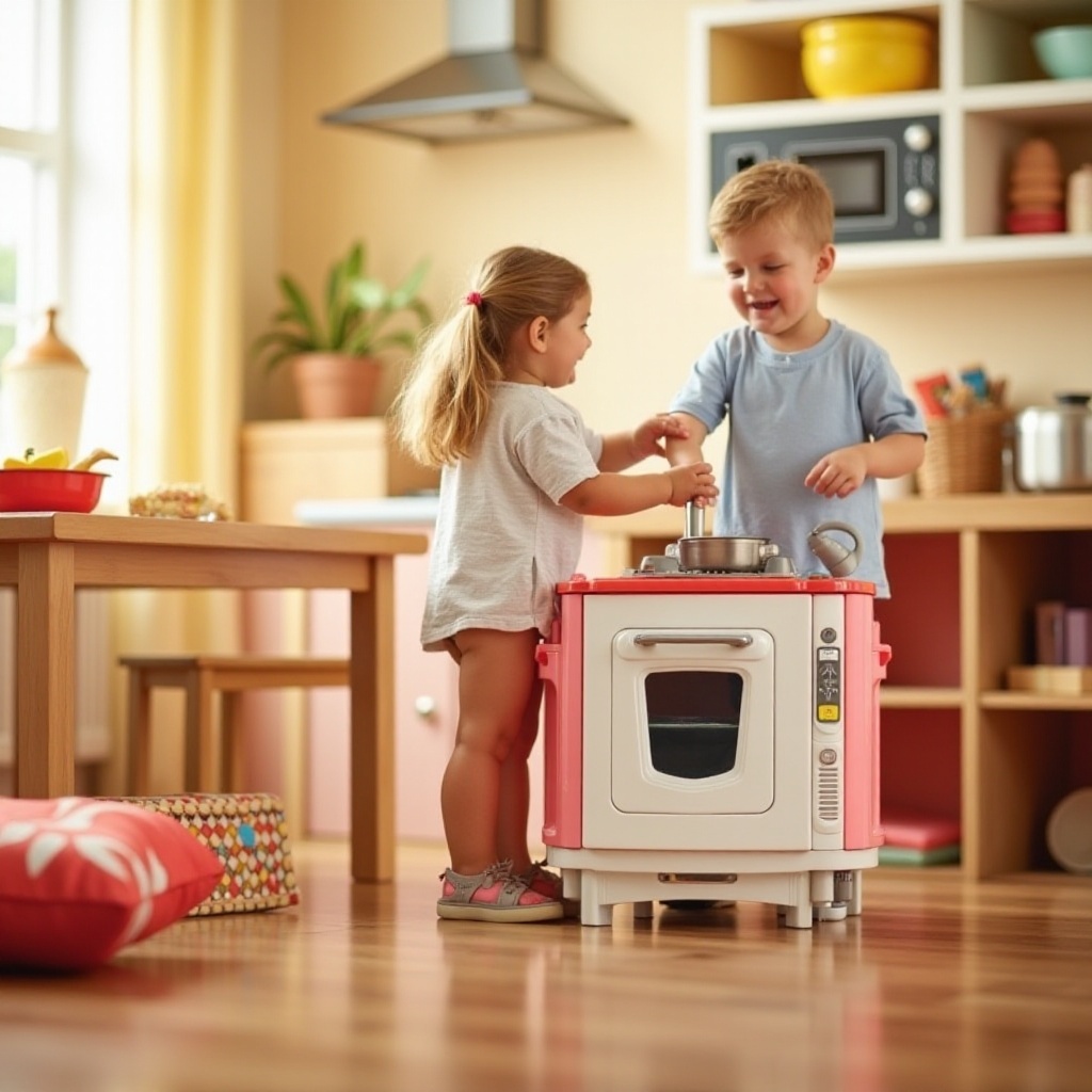 toy kitchen with microwave